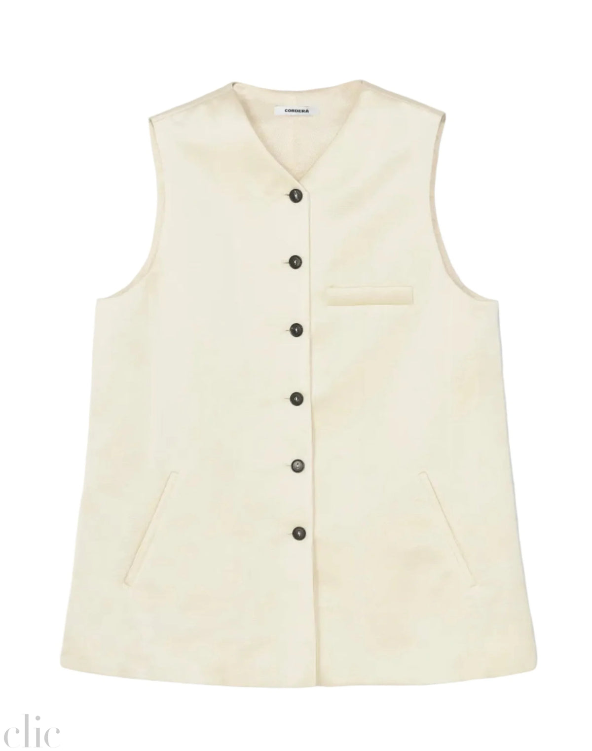 Satin Tailored Vest in Marfil, from Cordera