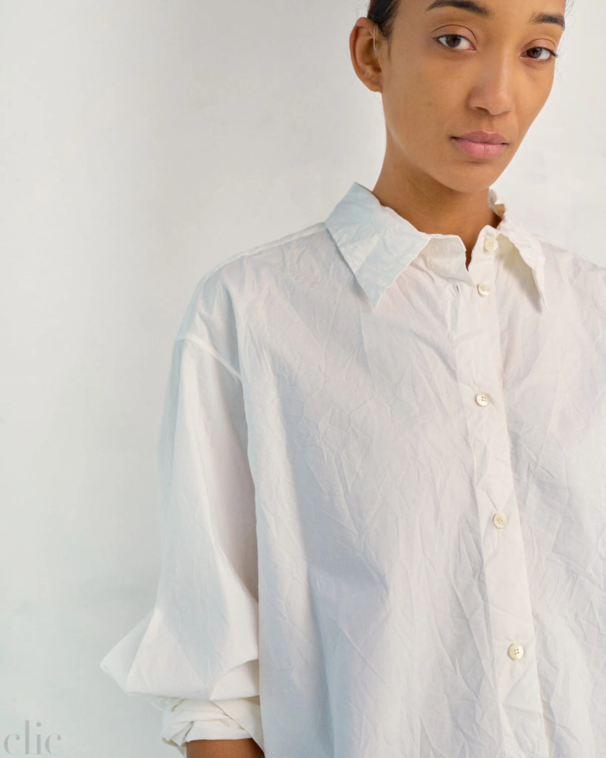 Crinkled Oversized Shirt in White, from Sayaka Davis