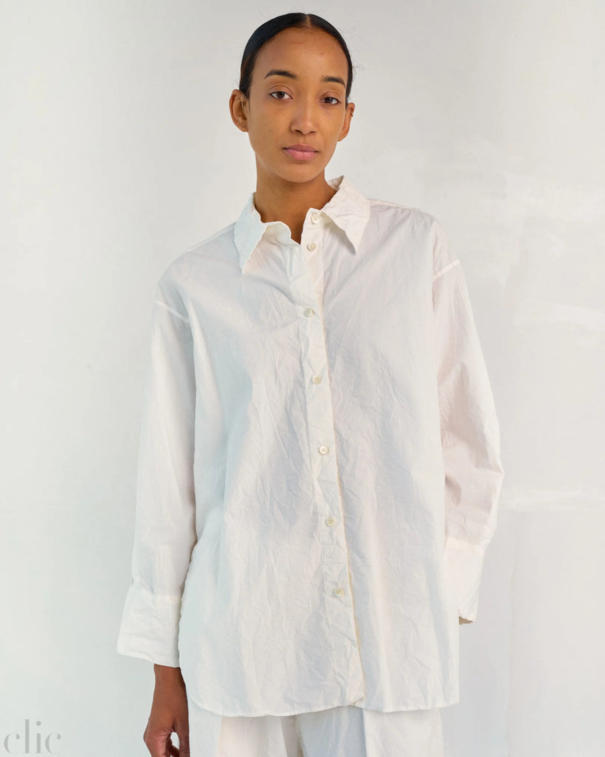 Crinkled Oversized Shirt in White, from Sayaka Davis