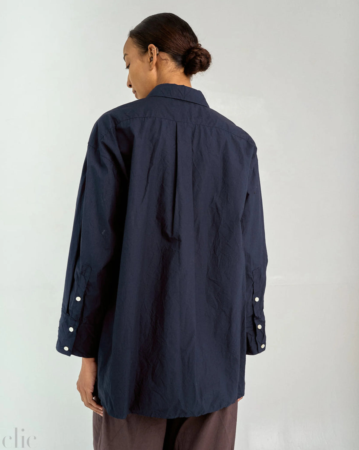 Crinkled Oversized Shirt in Navy, from Sayaka Davis