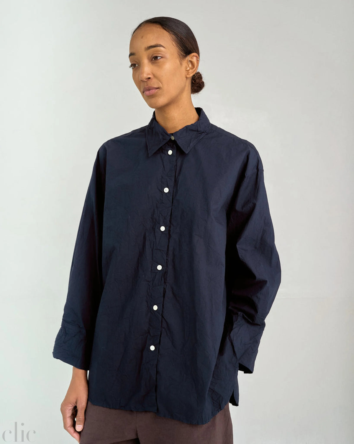 Crinkled Oversized Shirt in Navy, from Sayaka Davis