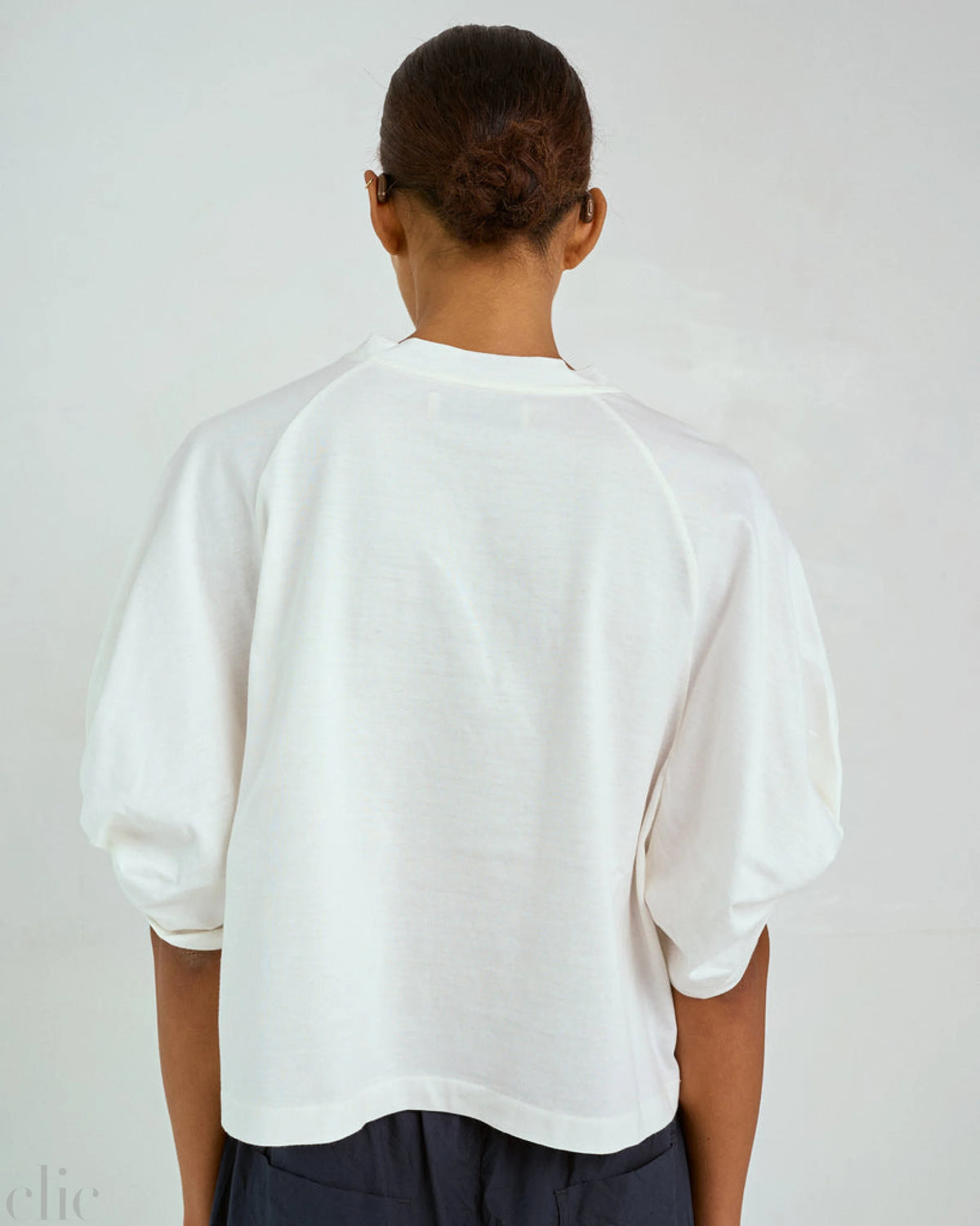 Twisted Sleeve Tee in White, from Sayaka Davis