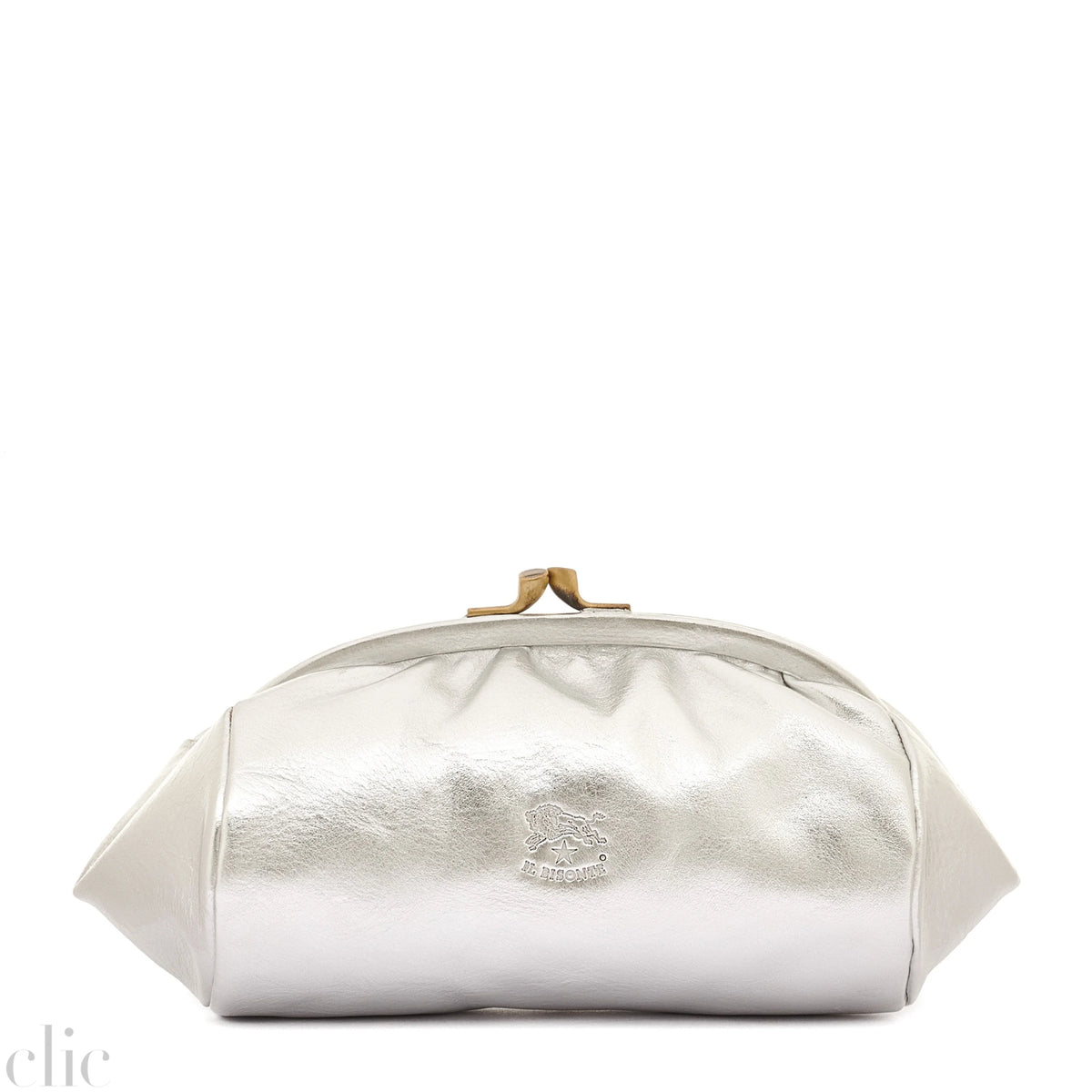 Beauty Case in Metallic Silver, from IL Bisonte
