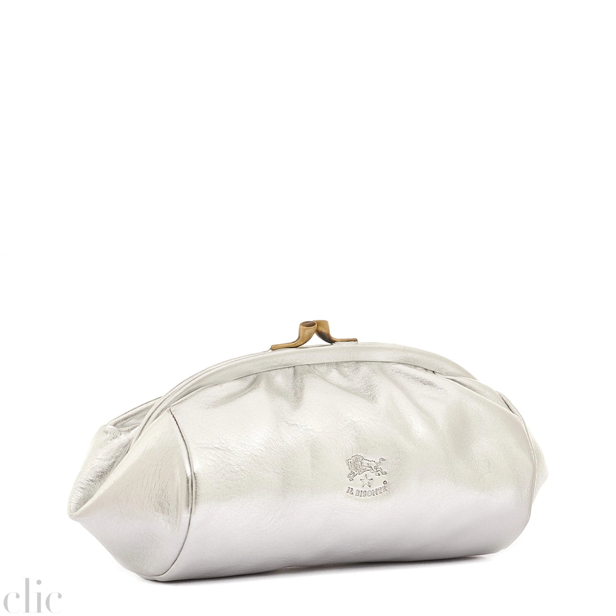 Beauty Case in Metallic Silver, from IL Bisonte