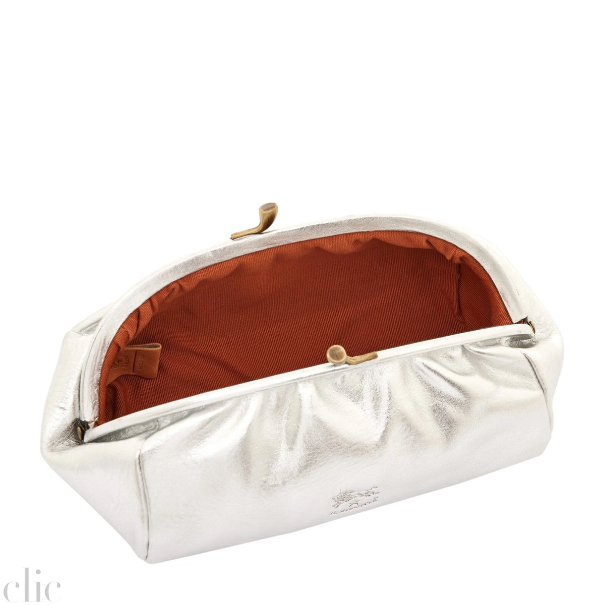 Beauty Case in Metallic Silver, from IL Bisonte