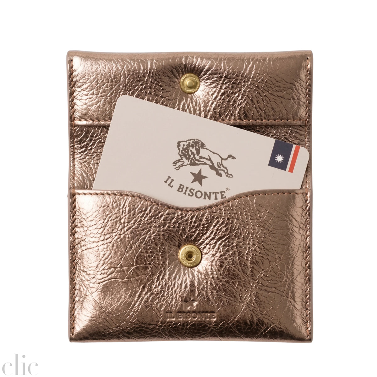 Anna Card Case in Metallic Bronze, from IL Bisonte