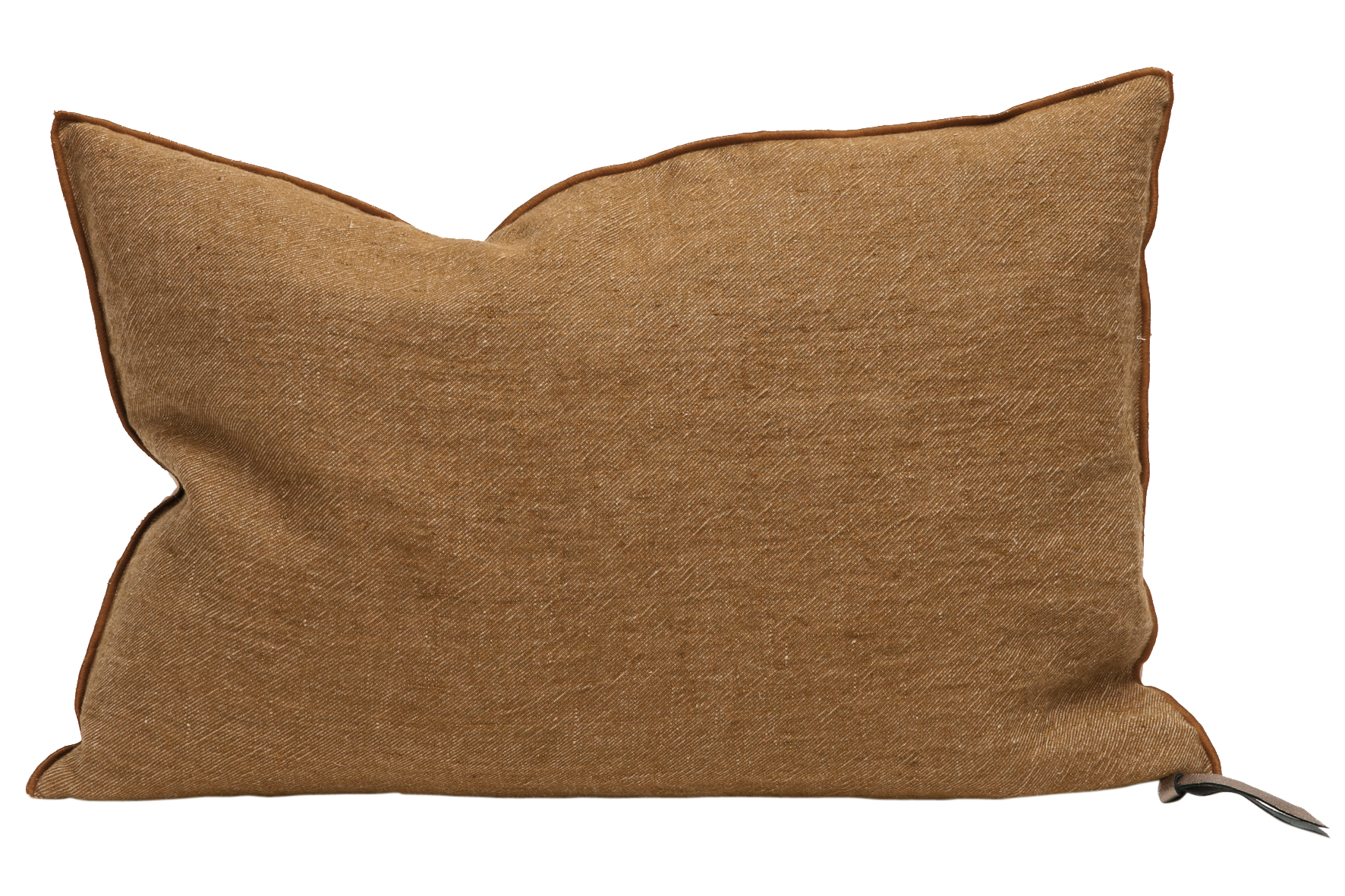 Crumpled Washed Linen Pillow 16x24 in Havane, from Maison De Vacances