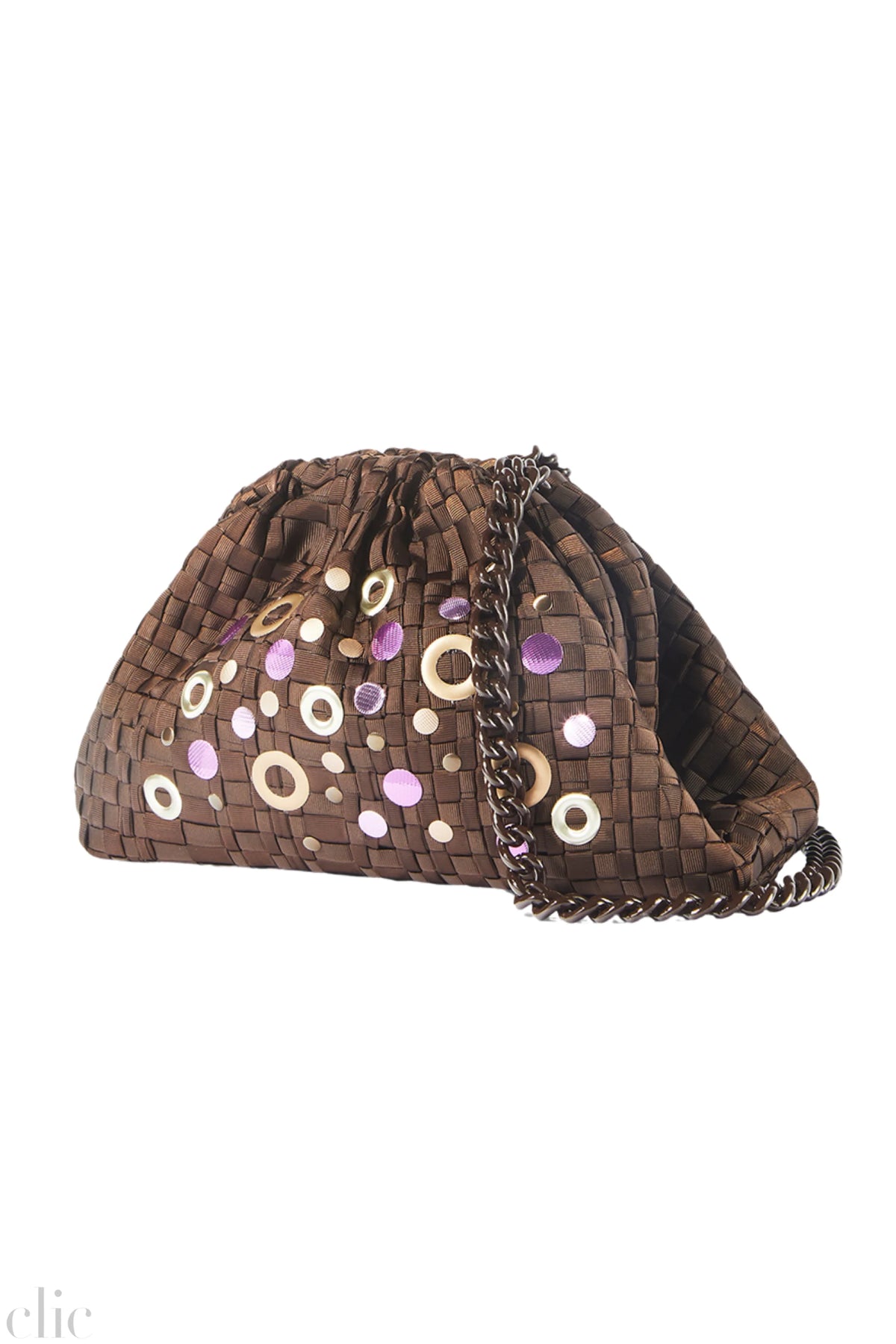 Rivets Mini Game Bag in Dark Brown, from Maria La Rosa