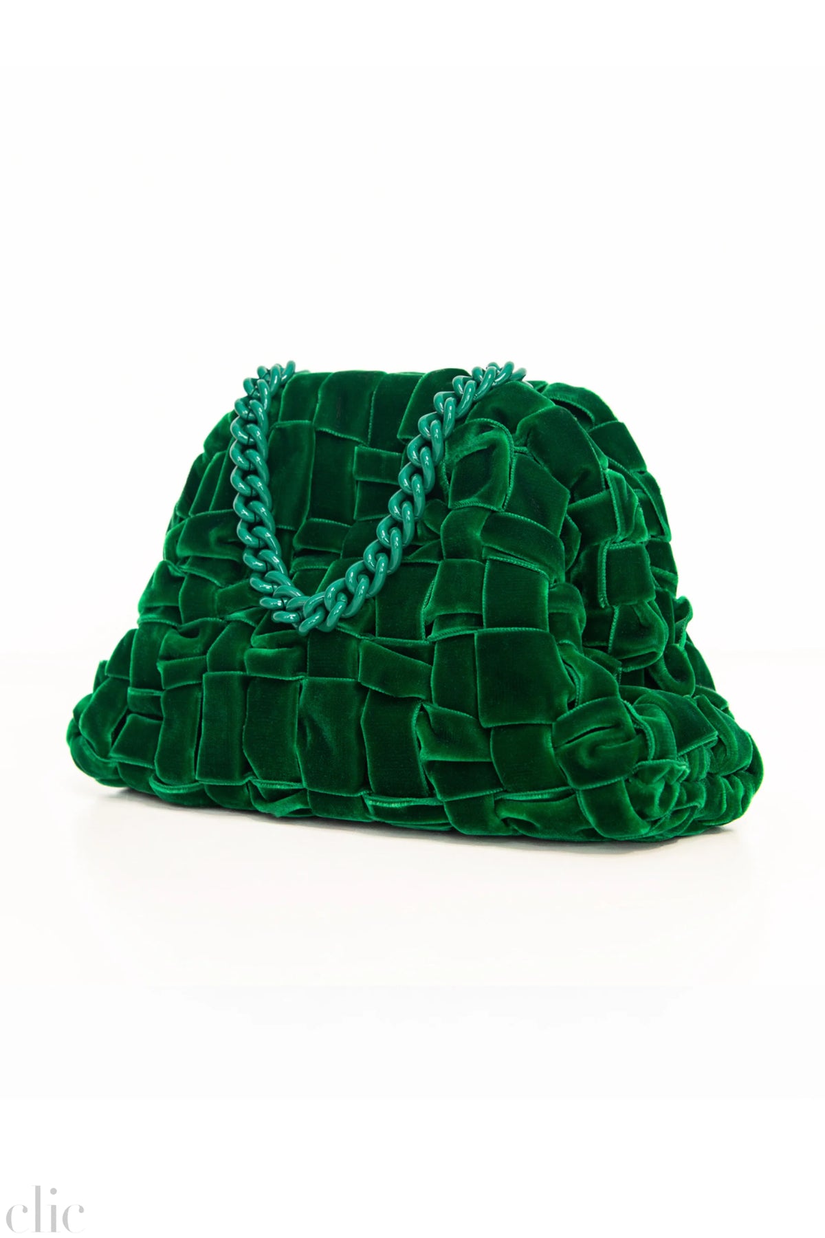 Velvet Mini Game Bag in Emerald, from Maria La Rosa