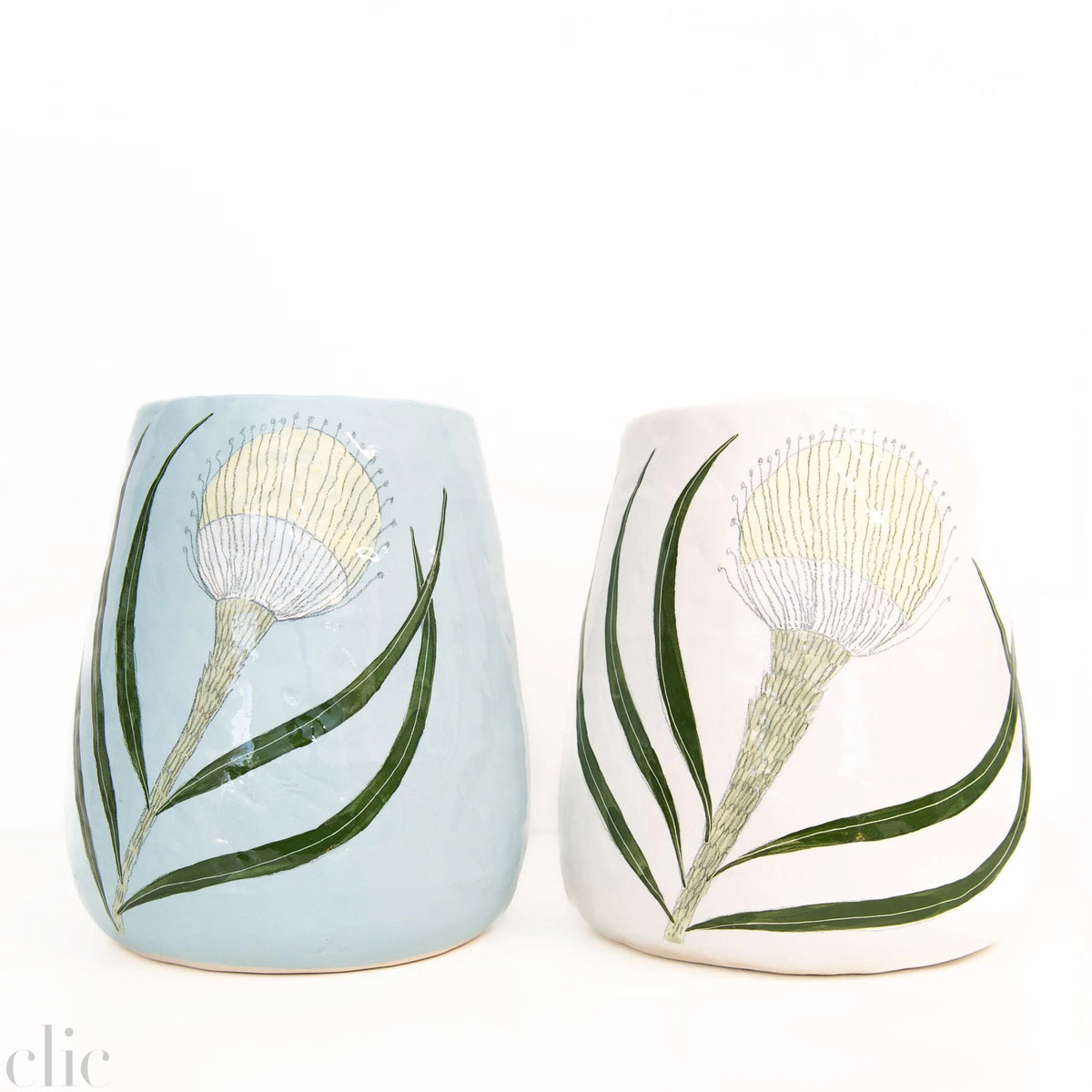 Large Yellow Flower Vase 12 in Blue, from Gemma Orkin Ceramics