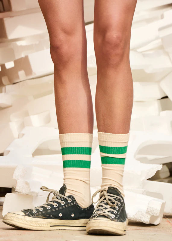 Tube Socks in Ecru and Bright Green, from Escuyer