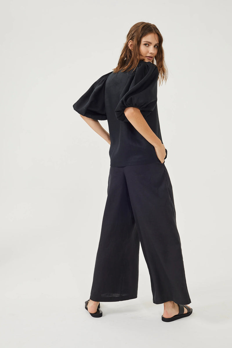 Culotte Linen Pant in Black, from Lanhtropy