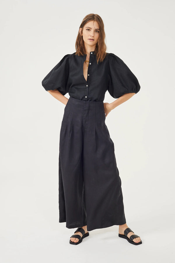 Culotte Linen Pant in Black, from Lanhtropy