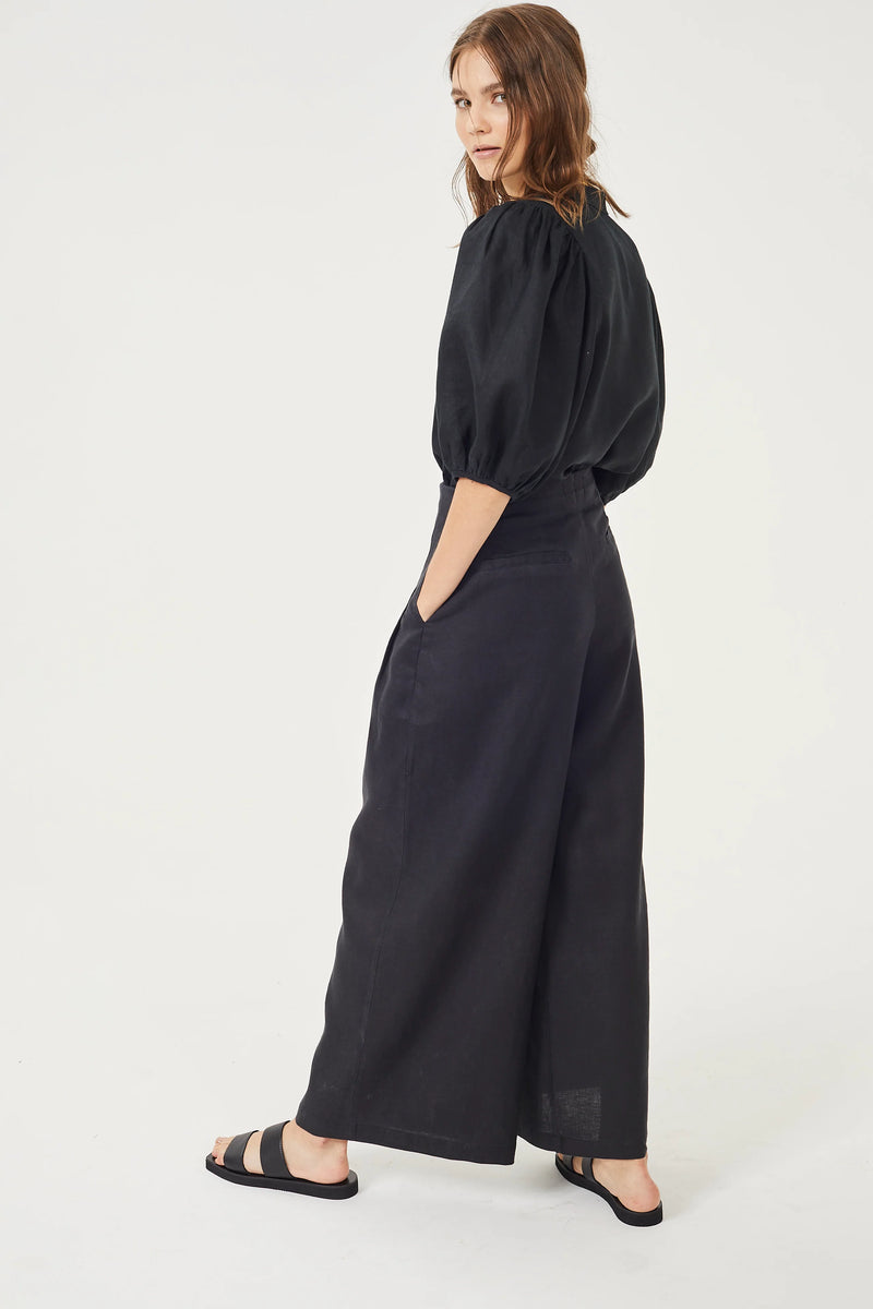 Culotte Linen Pant in Black, from Lanhtropy