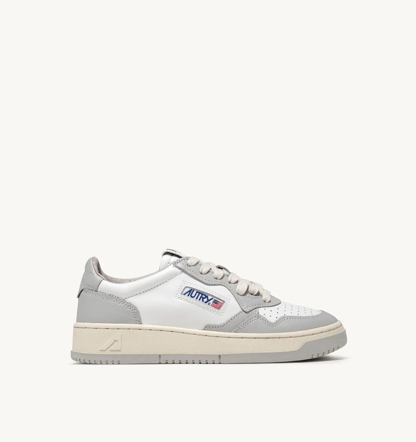 Medalist Low Sneakers in White and Vapor Leather, from Autry