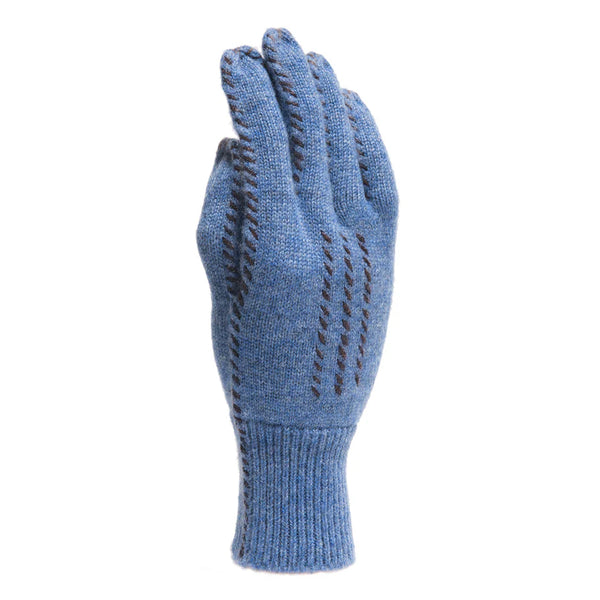 Cashmere Stitch Gloves in Earth Blue & Black, from Meg Cohen