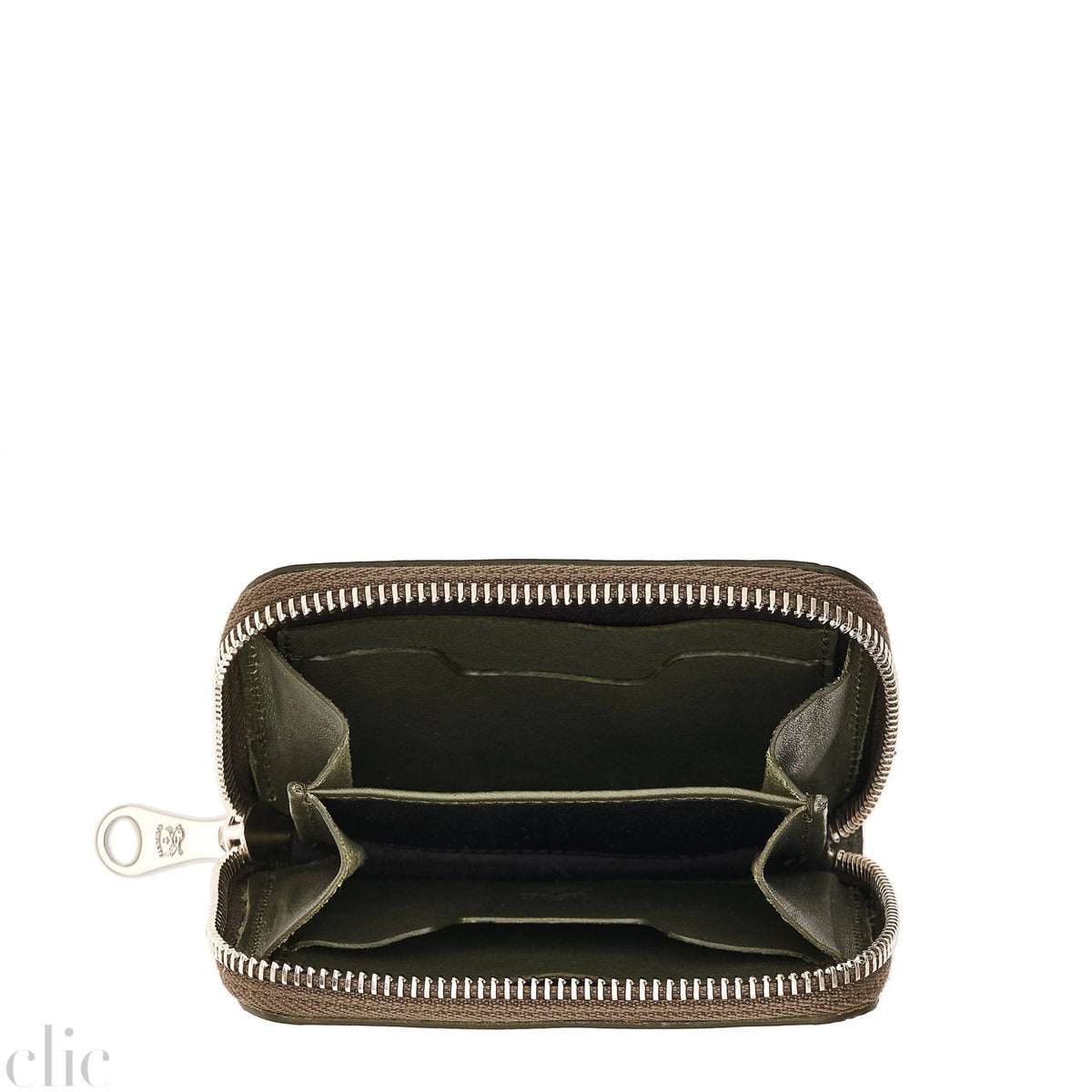 Cestello Small Zip Around Wallet in Forest Green Vintage Leather, from IL Bisonte