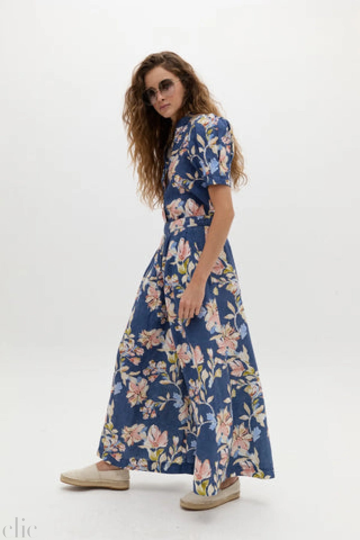 Sabi Linen Pants in Blue Poppy Print, from Lanhtropy