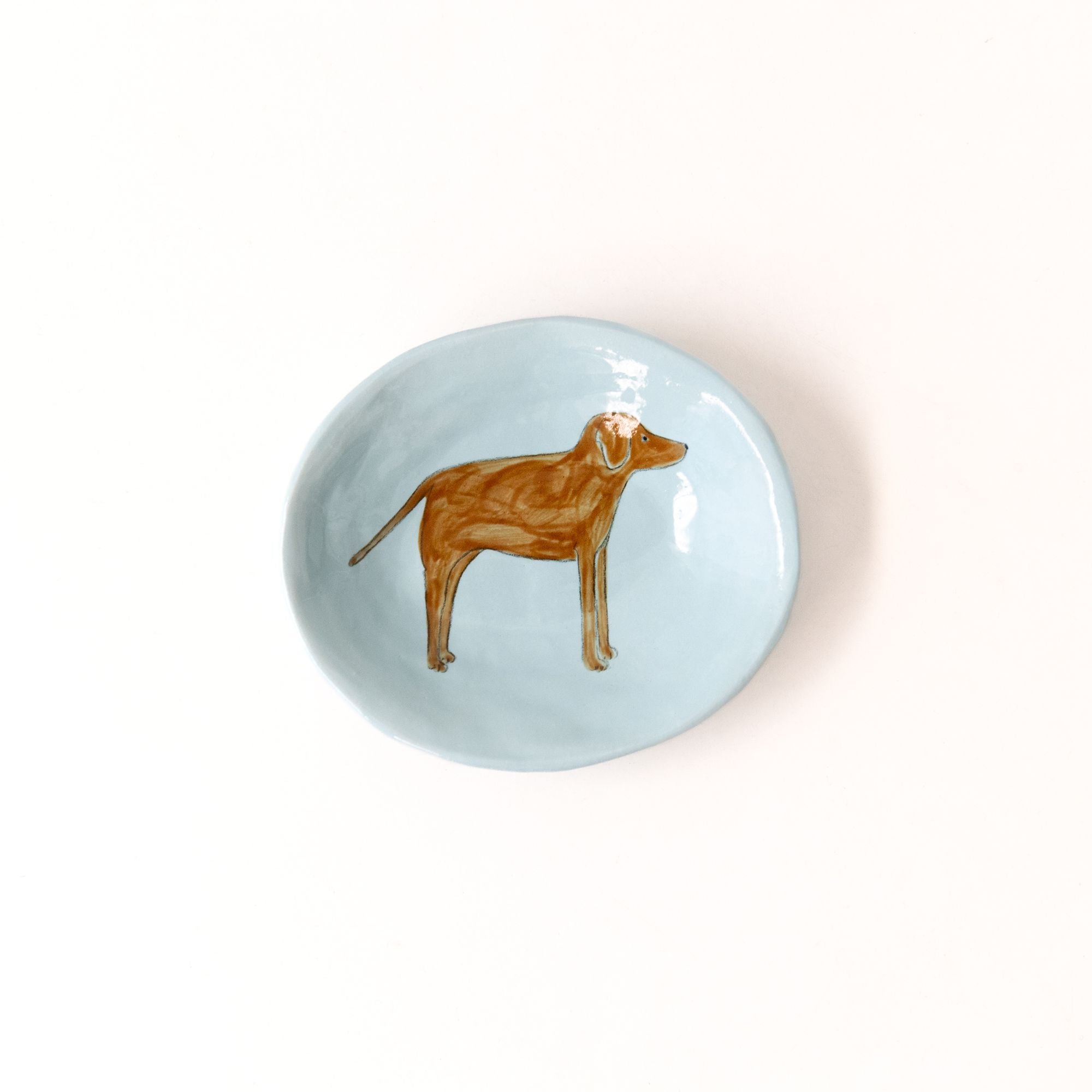 Small Oval Hound Dish in Blue and Brown, from Gemma Orkin Ceramics