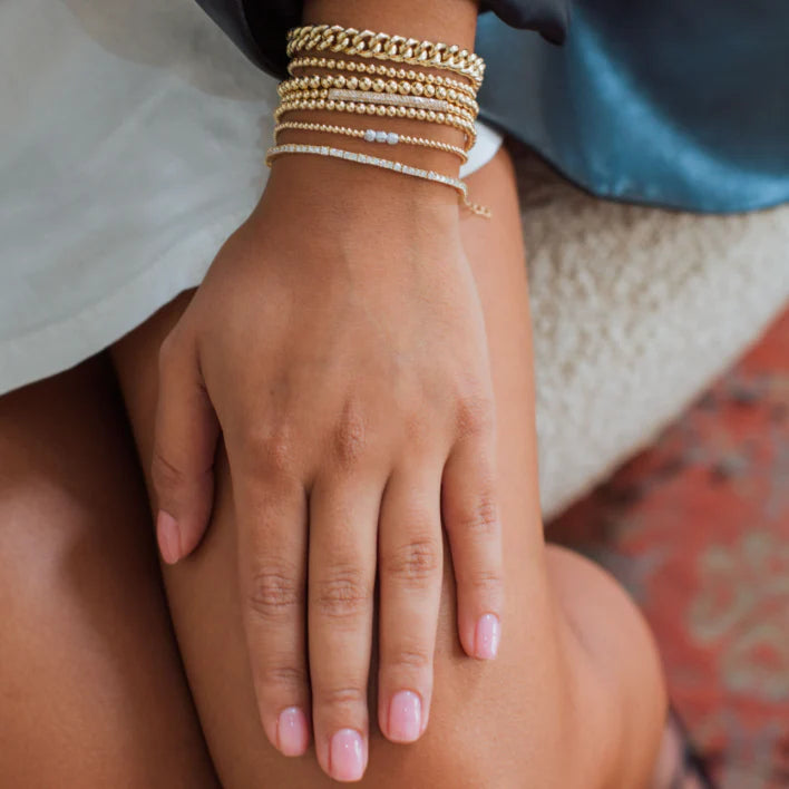 2MM Signature Bracelet with 3 14K Diamond Beads, from Karen Lazar