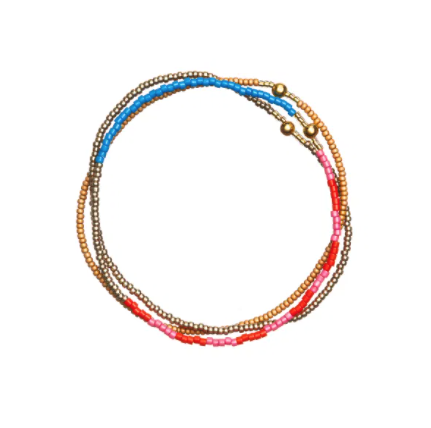 Pink Red Delphinium Stack Bracelet, from Templestones