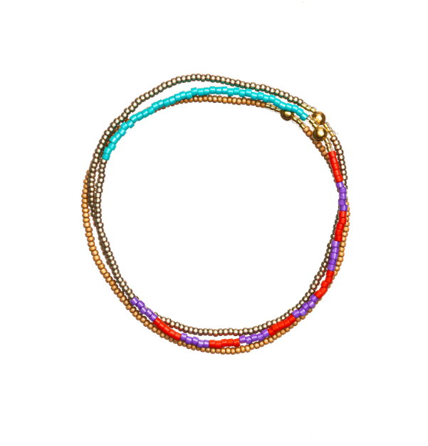 Red Purple Gold Turquoise Stack Bracelet, from Templestones