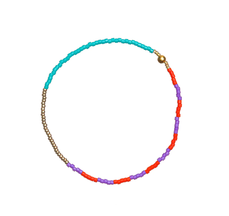 Red Purple Gold Turquoise Stack Bracelet, from Templestones