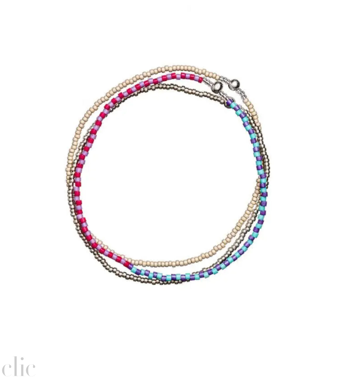 Mauve Red Stacked Beaded Bracelet, from Templestones