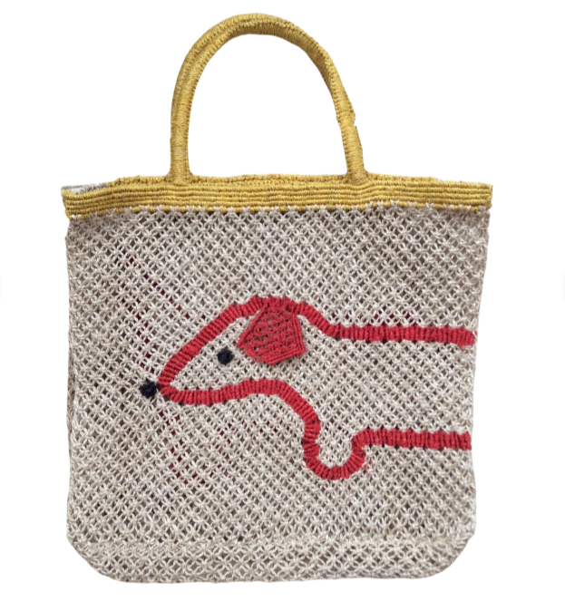 Sausage Bag in Natural and Scarlett, from The Jacksons