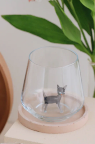 Grey Cat Drinking Glass