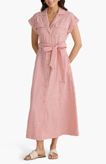 Portia Dress with Red Stripes, from Brave + True