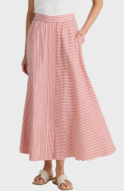Lucy Skirt in White with Red Stripes, from Brave + True