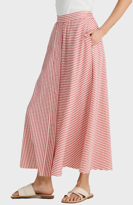 Lucy Skirt in White with Red Stripes, from Brave + True