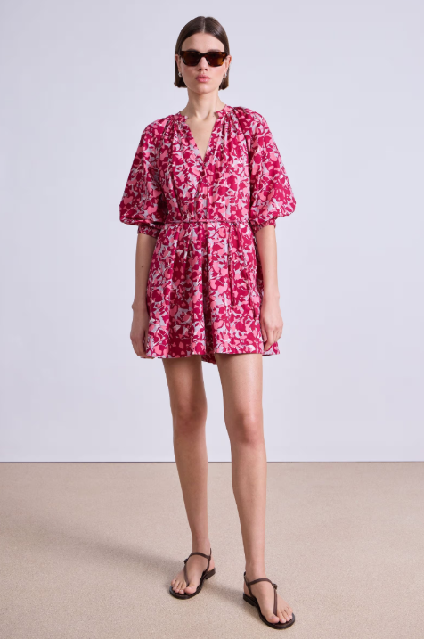 Mitte Shift Dress in Layered Pebbeled Rosa, from Apiece Apart