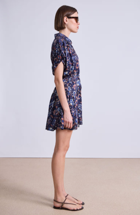 Agnezca Mini Dress in Batik Floral Navy, from Apiece Apart