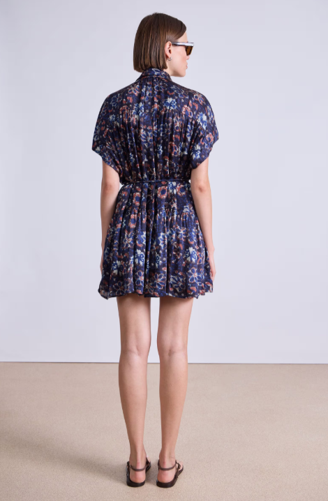Agnezca Mini Dress in Batik Floral Navy, from Apiece Apart