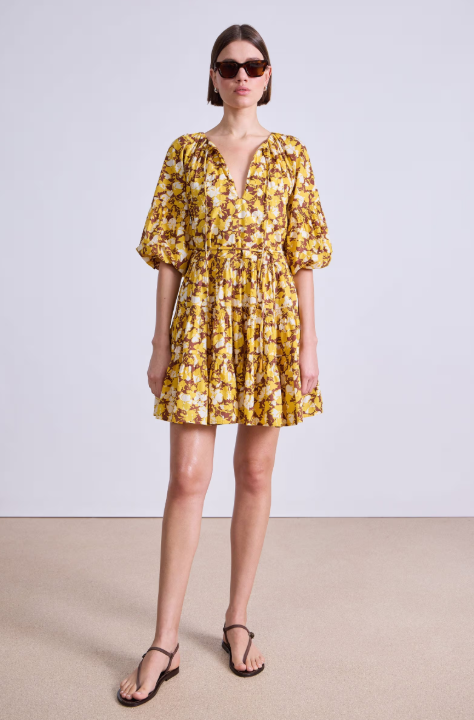 Cefalu Mini Dress in Alina Floral Sunshine, from Apiece Apart