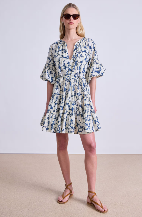 Cefalu Mini Dress in Alina Floral Cream, from Apiece Apart