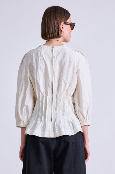 Rocca Pleat Top in Cream, from Apiece Apart