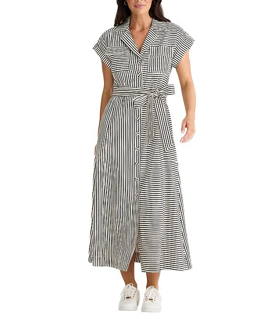 Portia Dress with Black & White Stripes, from Brave + True