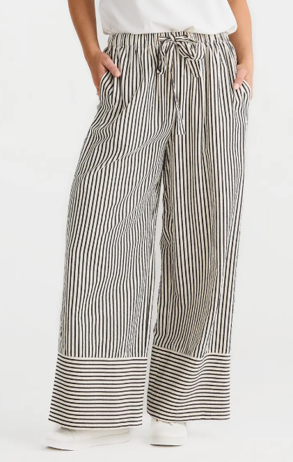 Portia Pant with Black & White Stripes, from Brave + True
