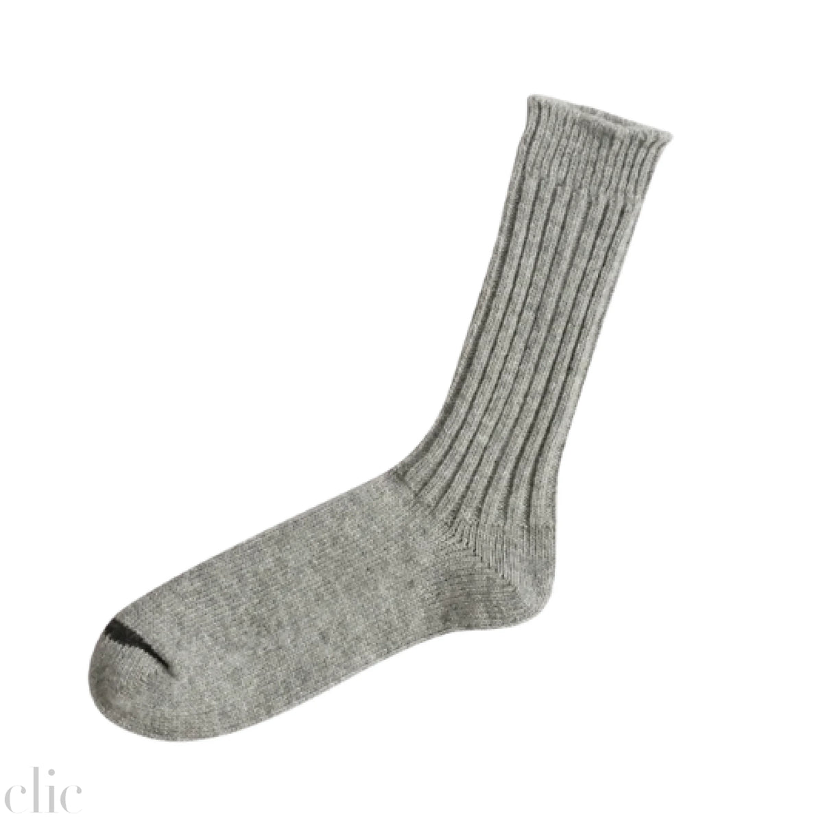 Wool Ribbed Socks in Light Gray, from Knitwin