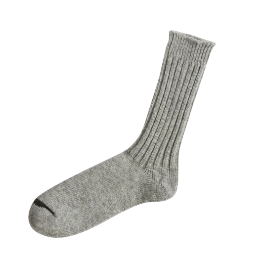 Wool Ribbed Socks in Light Gray, from Knitwin