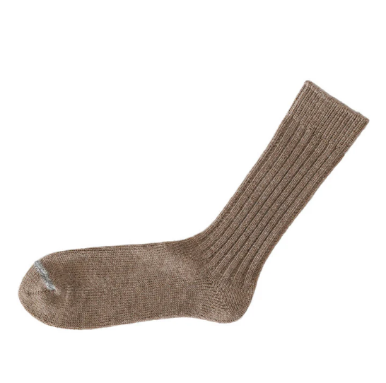 Wool Ribbed Socks in Beige, from Knitwin