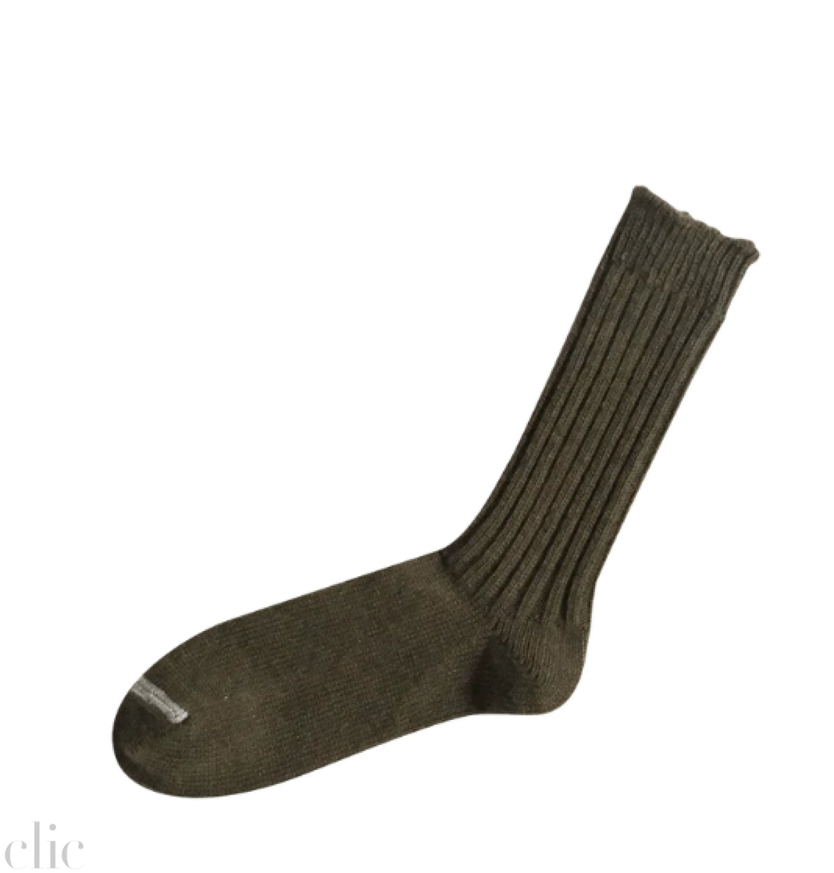 Wool Ribbed Socks in Khaki, from Knitwin
