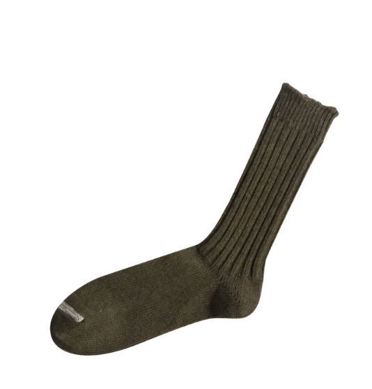 Wool Ribbed Socks in Khaki, from Knitwin