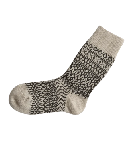 Wool Jacquard Socks in Oatmeal, from Knitwin