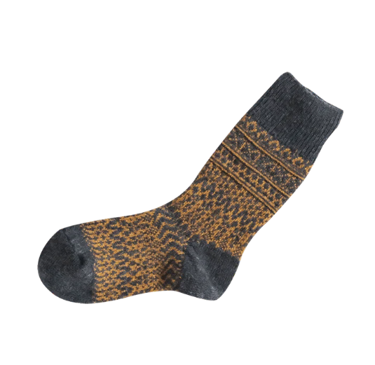 Wool Jacquard Socks in Navy, Knitwin