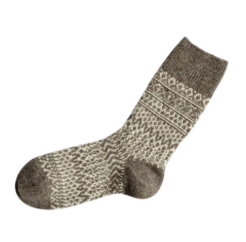 Wool Jacquard Socks in Gray, from Knitwin