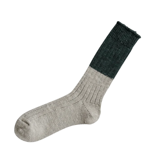 Wool Cotton Slab Socks in Jungle Green, from Knitwin